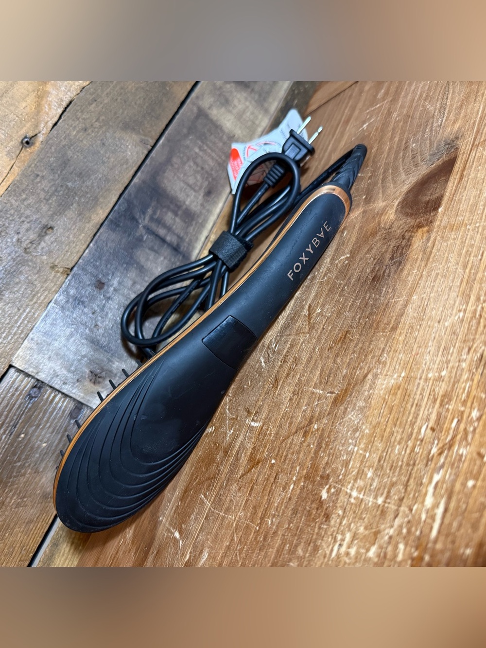 FoxyBae Hair Straightening Brush (KS301) - Black & Rose Gold